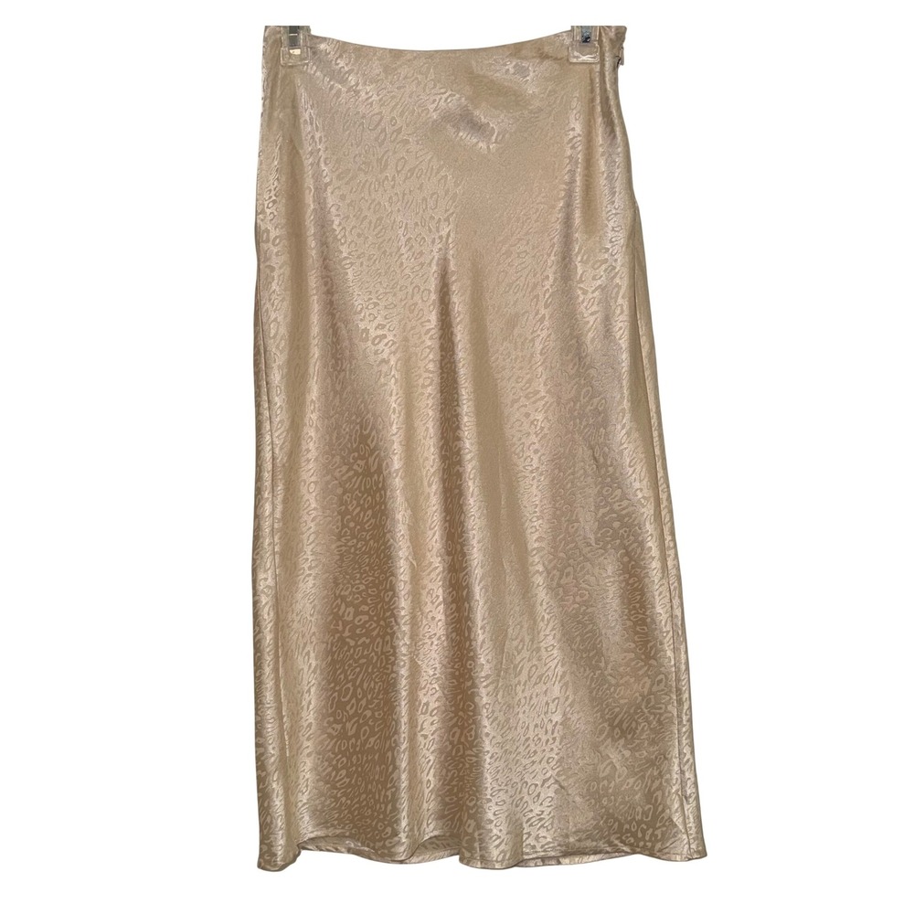 The Impeccable Pig Metallic Taupe Leopard-Textured Midi Skirt